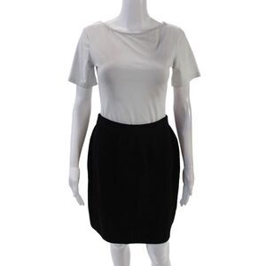 St. John Basics Womens Pull On Pencil Sweater Skirt Black Wool Size 6